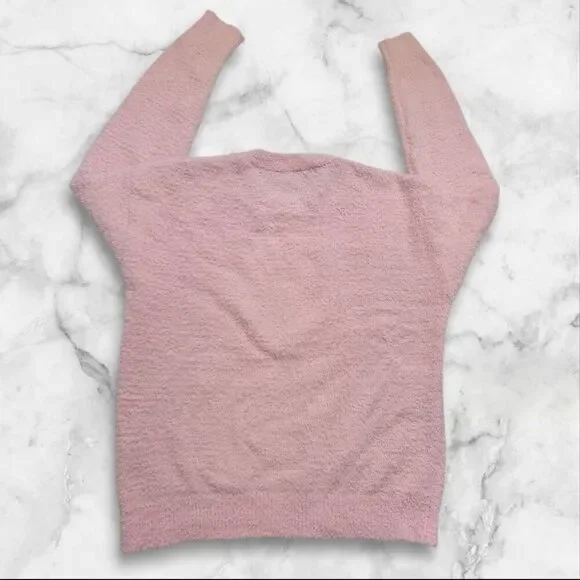 Snow Bunny Pink & White Sweater Size Medium - Picture 2 of 3